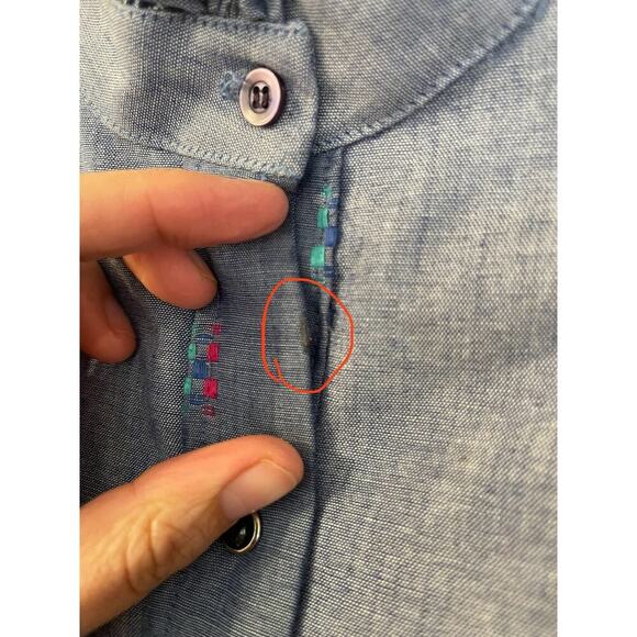 Vintage 80s Kenny Rogers Womens Western Button Down Blue Ruffle Pearl Snap 15/16 - Picture 7 of 9